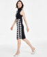 Women's Houndstooth Mock Neck Sleeveless Dress