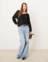 JDY reversible rib knitted jumper in black