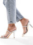 Glamorous two strap mule heeled sandals in silver