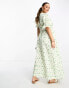 ASOS DESIGN Maternity cotton midi smock dress in cream based green floral print