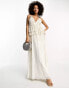 ASOS DESIGN cami maxi dress with floral embellishment and tiered peplum in white