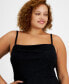 Trendy Plus Size Square-Neck Draped Skater Dress