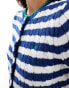 Polo Ralph Lauren short sleeve knitted cardigan with logo in blue stripe