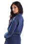 Missyempire cropped zip through denim jacket co-ord in indigo