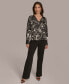 Donna Karan Women's Printed V-Neck Blouse