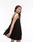 Topshop topstitch mini chuck on dress in black