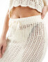 4th & Reckless bari open knit maxi beach skirt in cream