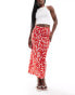 Wednesday's Girl swirl print bias cut midaxi skirt in red