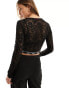 HUGO RED crop lace top in black