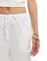 Vero Moda mix and match tie waist wide leg trouser in white