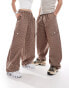 COLLUSION unisex baggy trousers in check print