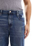 ASOS DESIGN baggy jeans with rips in mid wash blue