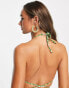 & Other Stories triangle strappy bikini top in green floral print