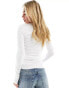 Vero Moda soft longline long sleeve top in white