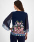 Petite Keyhole-Neck Border-Print Top, Created for Macy's