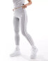 adidas Performance Essential 3 stripe leggings in grey