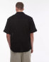 Topman short sleeve relaxed open weave crochet shirt in black