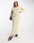 ASOS DESIGN Curve v neck long sleeve maxi dress in sage