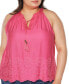 Black Label Plus Size Embroidered Hem Sleeveless Top