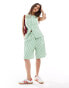 ASOS DESIGN longline high waisted tailored short co-ord in green stripe