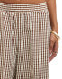 ONLY gingham wide leg trousers in brown