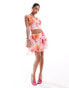 ASOS DESIGN co-ord mesh ruffle cami top in pink floral print