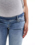 ONLY Maternity Blush skinny jeans with frayed hem in mid blue