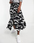 ASOS DESIGN button through midi skirt in mono smudge print