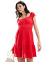 Rhythm raya cap sleeve beach mini dress in red