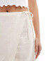 Object linen touch mini wrap skirt in cream