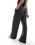 Monki high waist wide leg tailored trousers in dark grey