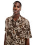 Bershka floral printed shirt in brown