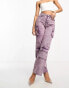 Kyo The Brand denim metallic utility wide leg jean co-ord in lilac