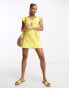 River Island Petite cut out frill sleeve mini dress in yellow