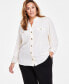 Plus Size High-Neck Button-Front Blouse