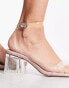 Truffle Collection Wide Fit clear heeled sandals in beige