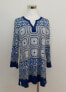 Блузка Charter Club Printed Split Neck Modern Blue