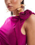 Murci exclusive one shoulder ruffle corsage detail top co-ord in fuchsia