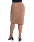 Plus Size Elastic Waist Knee Length Skirt