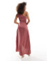 TFNC Bridesmaid one shoulder satin maxi dress in mulberry