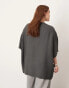 ASOS EDITION Curve textured boxy woven t-shirt in charcoal