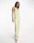 Miss Selfridge co-ord high waist straight leg trousers in green satin