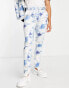 ASOS DESIGN skinny suit trousers in white and blue print