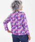 Plus Size Printed Scoop-Neck Long-Sleeve Top, Created for Macy's