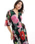 Hope & Ivy wrap maxi dress in black base floral