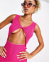 I Saw It First knitted twist front cut out midi dress in hot pink