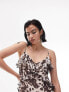 Topshop ruffle slip dress in animal print