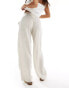 Noisy May Petite loose fit linen mix trouser in oatmeal