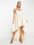 ASOS DESIGN Premium corset bubble high low hem maxi dress in cream