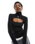 Calvin Klein Jeans 2 in 1 cut out tight sweater in black